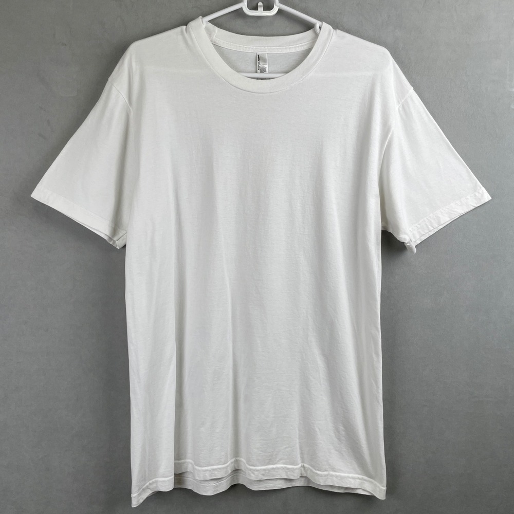 American Apparel White Crewneck T-Shirt Men Large 100% Combed Cotton Made in USA